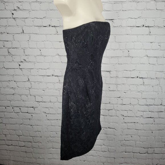 NWT White House Black Market Floral Sequin Lace Strapless Lined Short Dress 0 - Picture 11 of 11